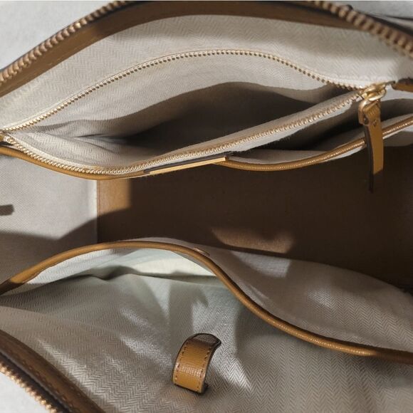 Tory Burch Emerson Brown Saffiano Leather Reva Logo Zip Tote Bag # 136091 - Picture 8 of 12